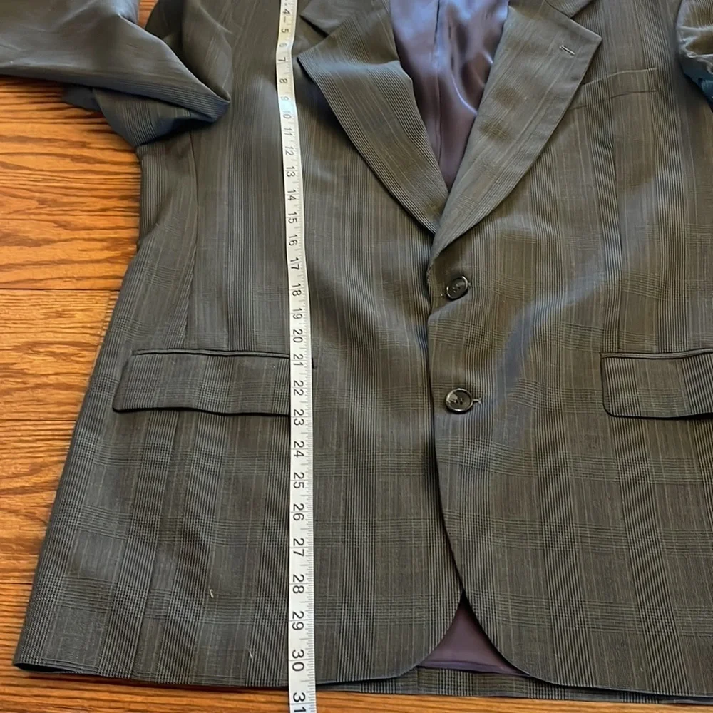 GIANFRANCO RUFFINI  100% wool suit blazer jacket grey quite plaid pattern 42R